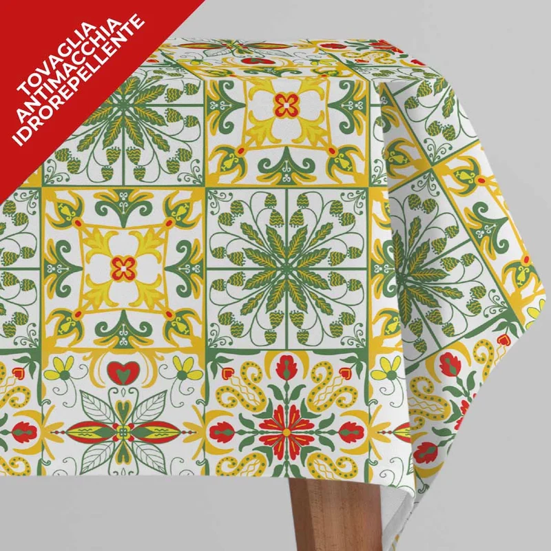 Tovaglia idrorepellente disegno Maiolica