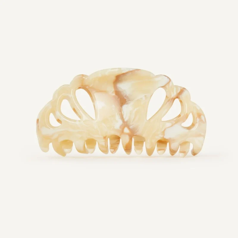 FLOWER CLIP IN ACETATO - AVORIO DORATO