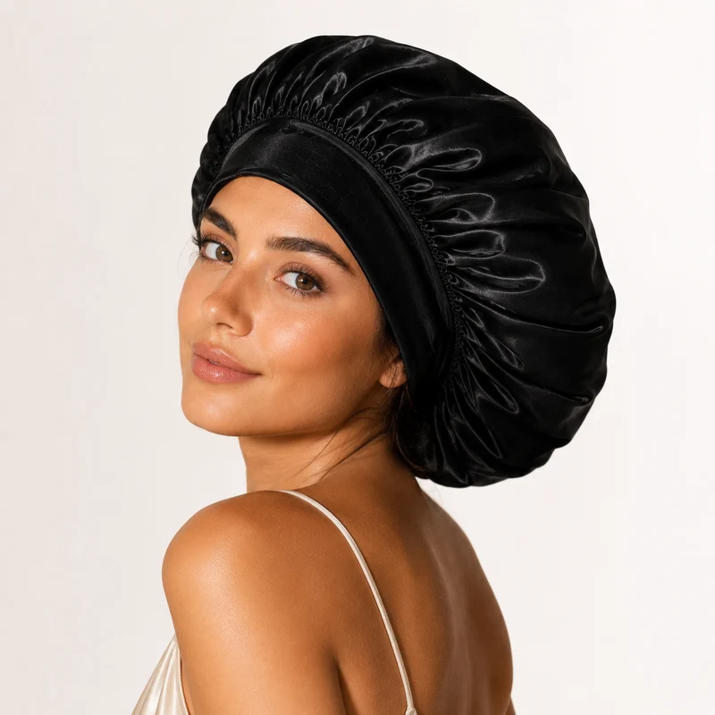 Cuffia Extra Large di Seta Per Capelli | Nera