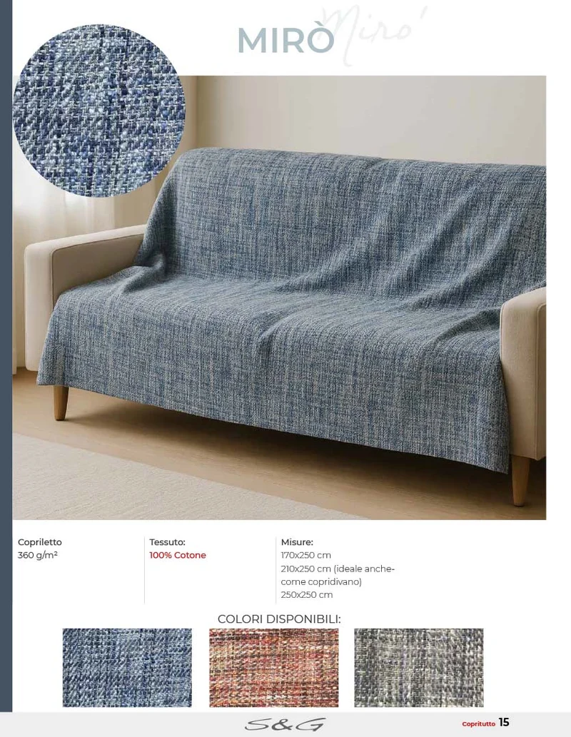 Copriletto e Copritutto Miro' misura singola e matrimoniale Jacquard 100% cotone Sghome