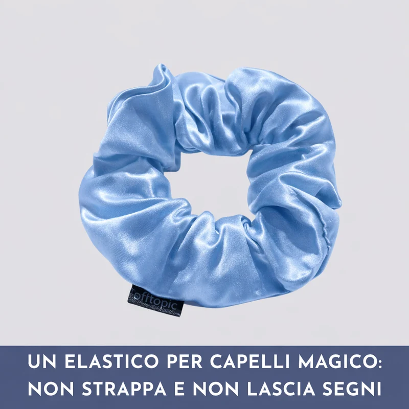 Elastico Capelli 100% Seta | Azzurro
