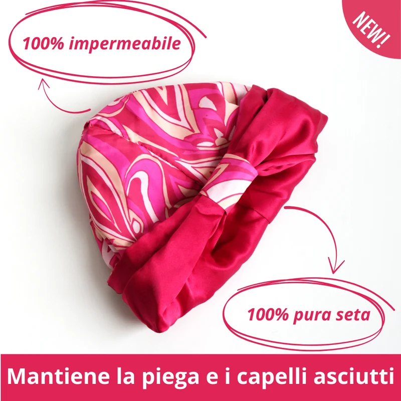 Cuffia doccia in Seta Salva Piega | Fantasia Pink