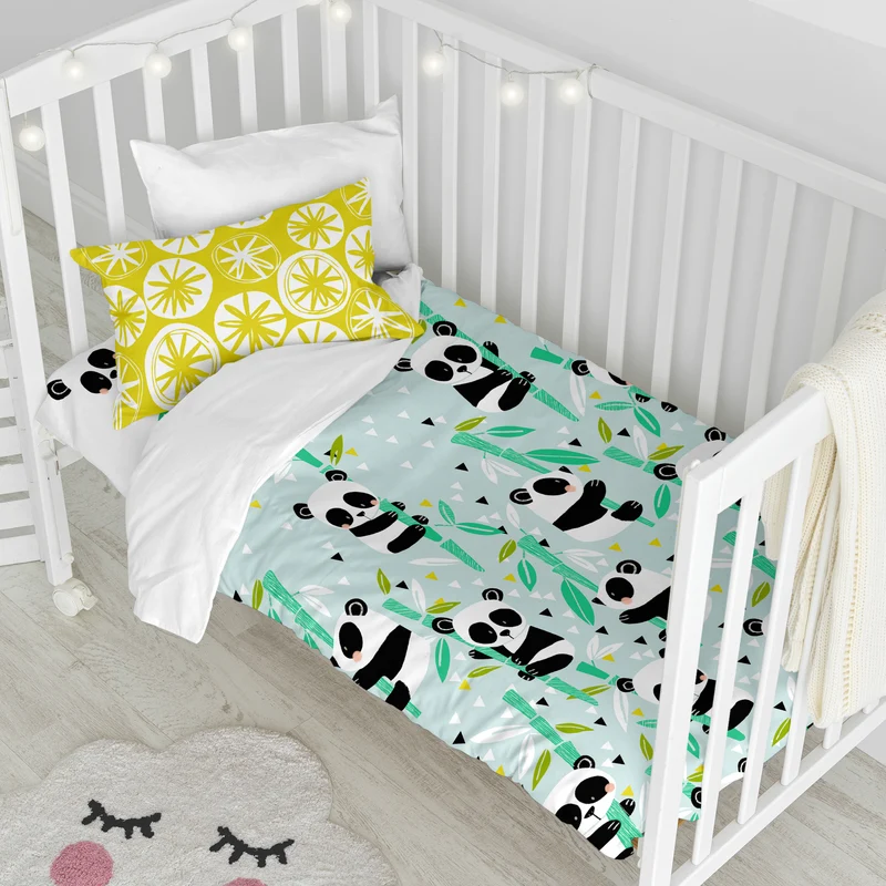Panda garden blue Juego nórdico cuna 2 piezas