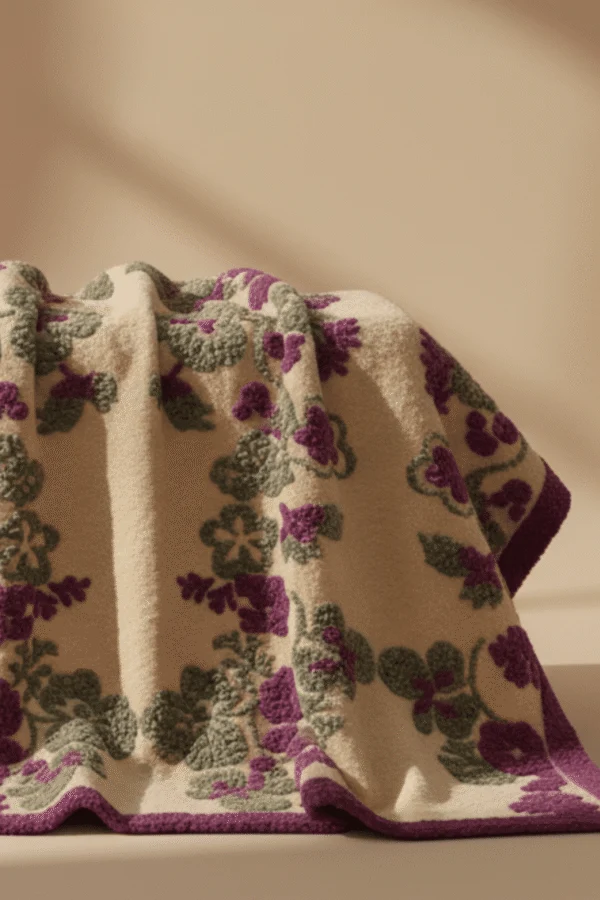 Coperta Pansy di Sofia Toscano lana cotta produzione artigianale in Italia