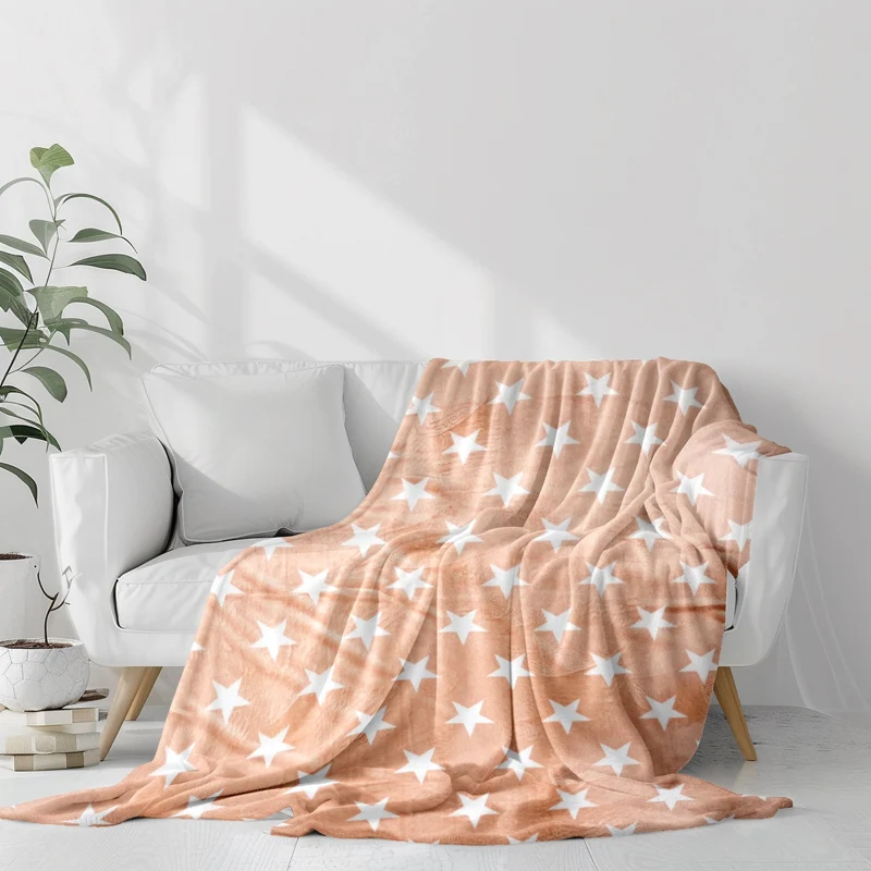 Stelle Beige | Plaid Flanella Stampata Morbida 240GSM