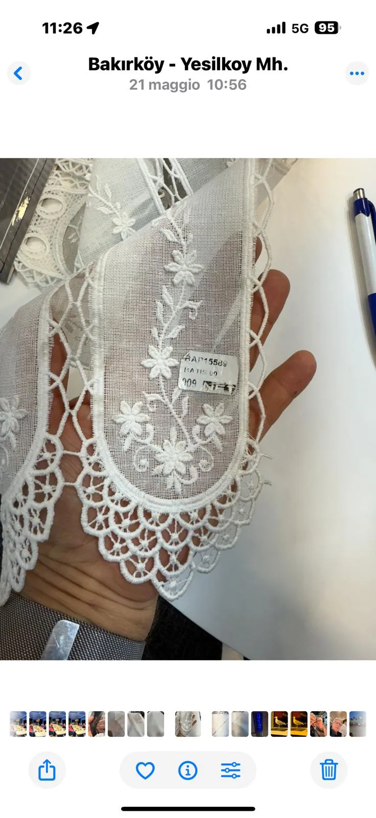 Tendina tirolese h 60, h 150 lino e macramè, ricamata in rilievo produzione italiana