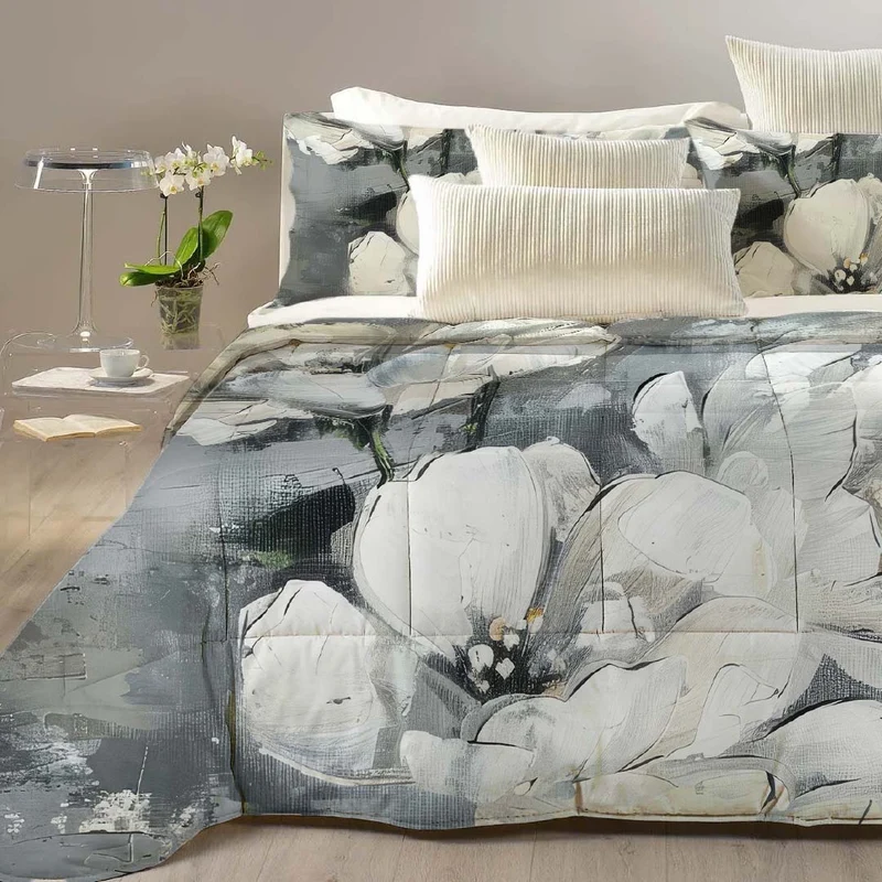Trapunta Daisy collezione Tiffany misto raso alta qualità Sghome coordinato con copriletto lenzuolo, tende, e copripiumino
