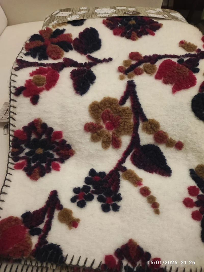 Plaid lana cotta 170x150 con fiori produzione artigianale italiana Toscana Perlatex