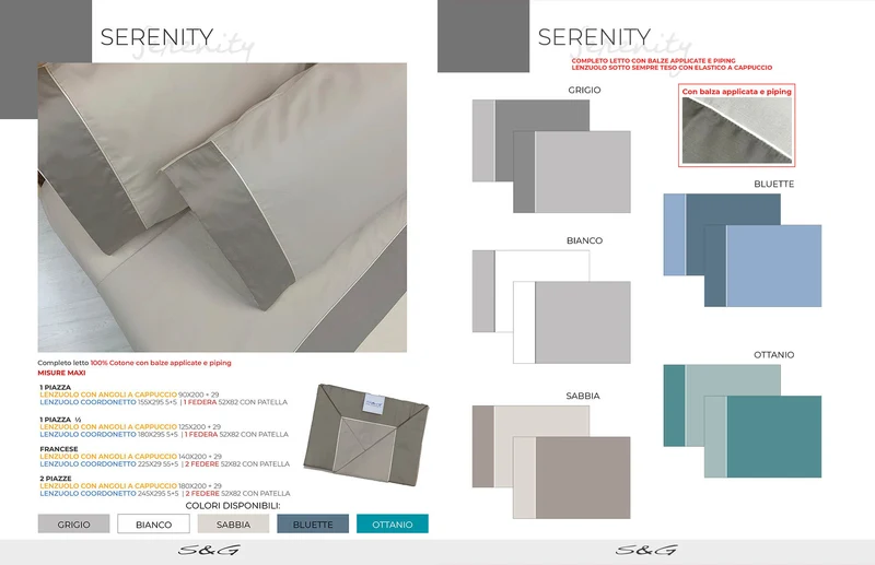 Completo Lenzuola Serenity con balza e piping Sghome