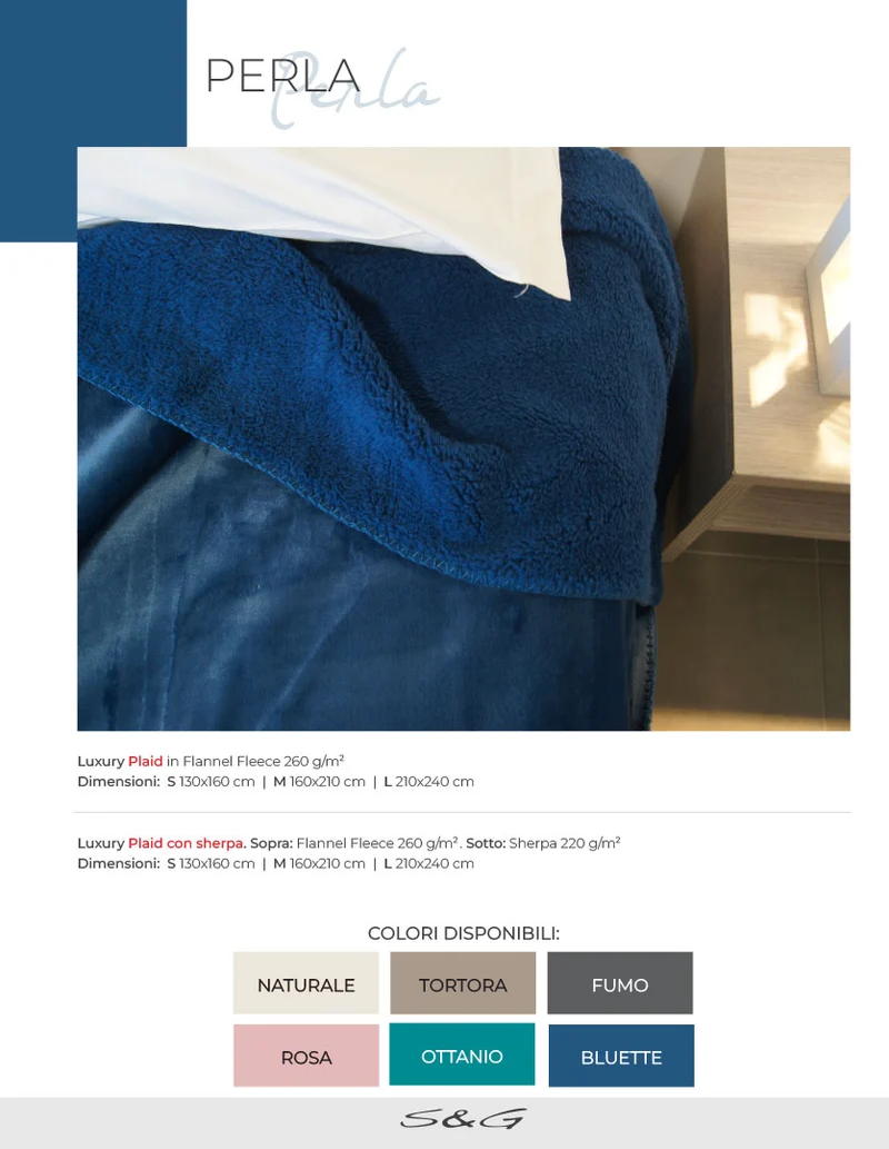 Plaid Perla Flanella Fleece Super Soft 260 G/M² Sghome