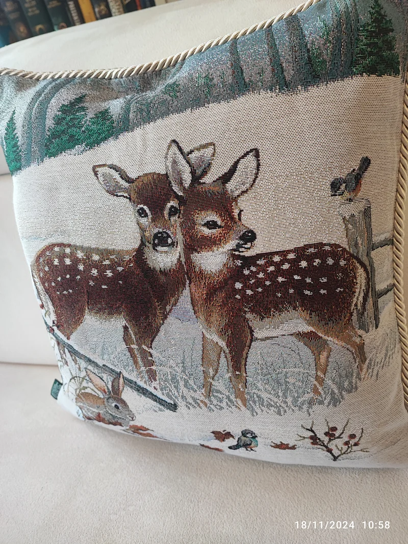 Cuscino intero o /Fodera in gobelin sfoderabile Cerbiatto con cordone 40x40 produzione italiana