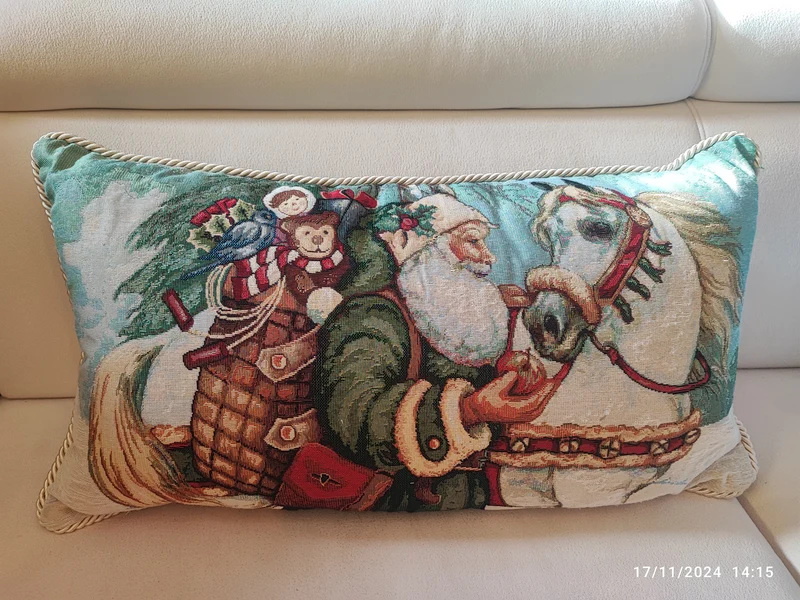 Cuscino Cavallo di Natale Verde con cordone 35x72 produzione italiana