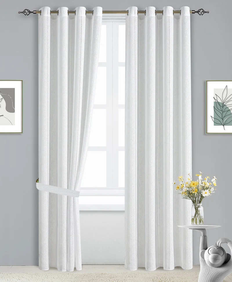 Janice | Tenda Trasparente in Voile con Fili Argentati PV-N188