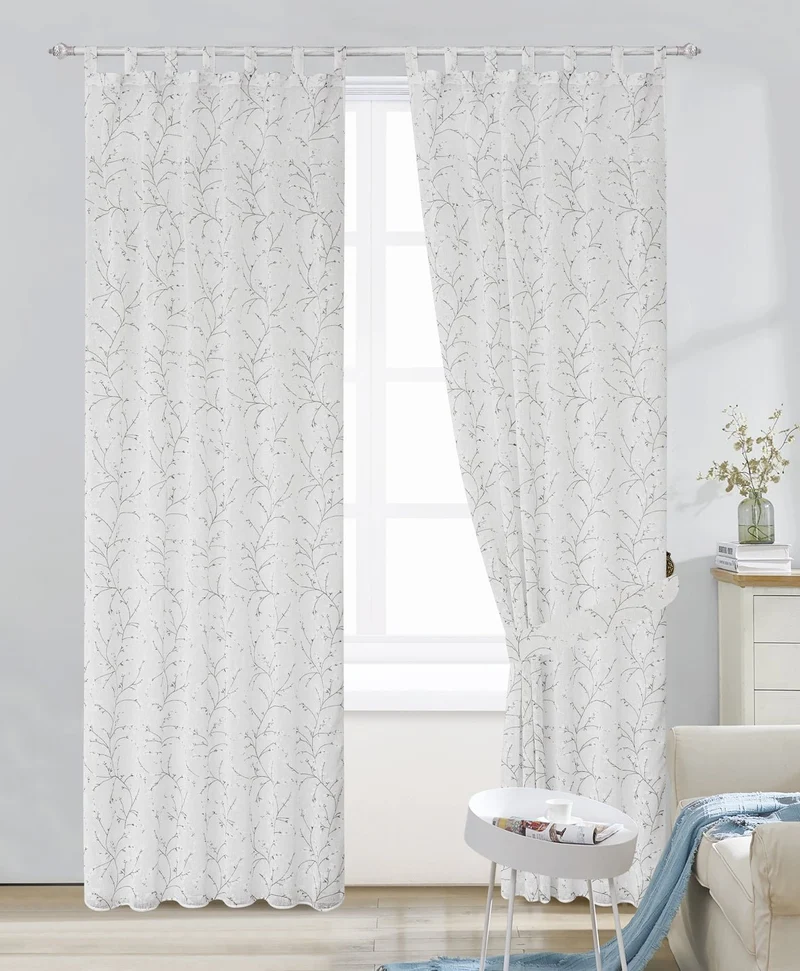Fitch | Tenda Trasparente in Voile con Stampata Sakura in Rilievo PV-N146