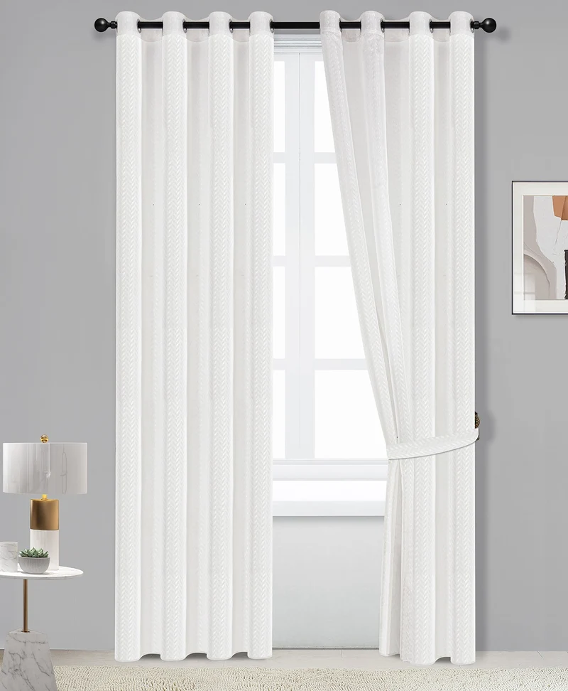 Lauren | Tenda Trasparente in Voile Jacquard con Motivo a Onde Sottili PV-N210