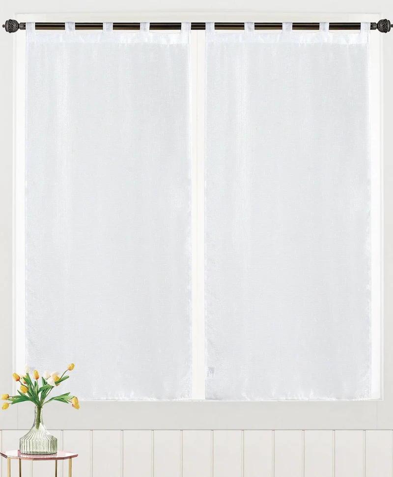 Iris | Coppia Tendine Trasparenti in Voile Effetto Lino con Fili Argentati PV-B179 / PV-L179
