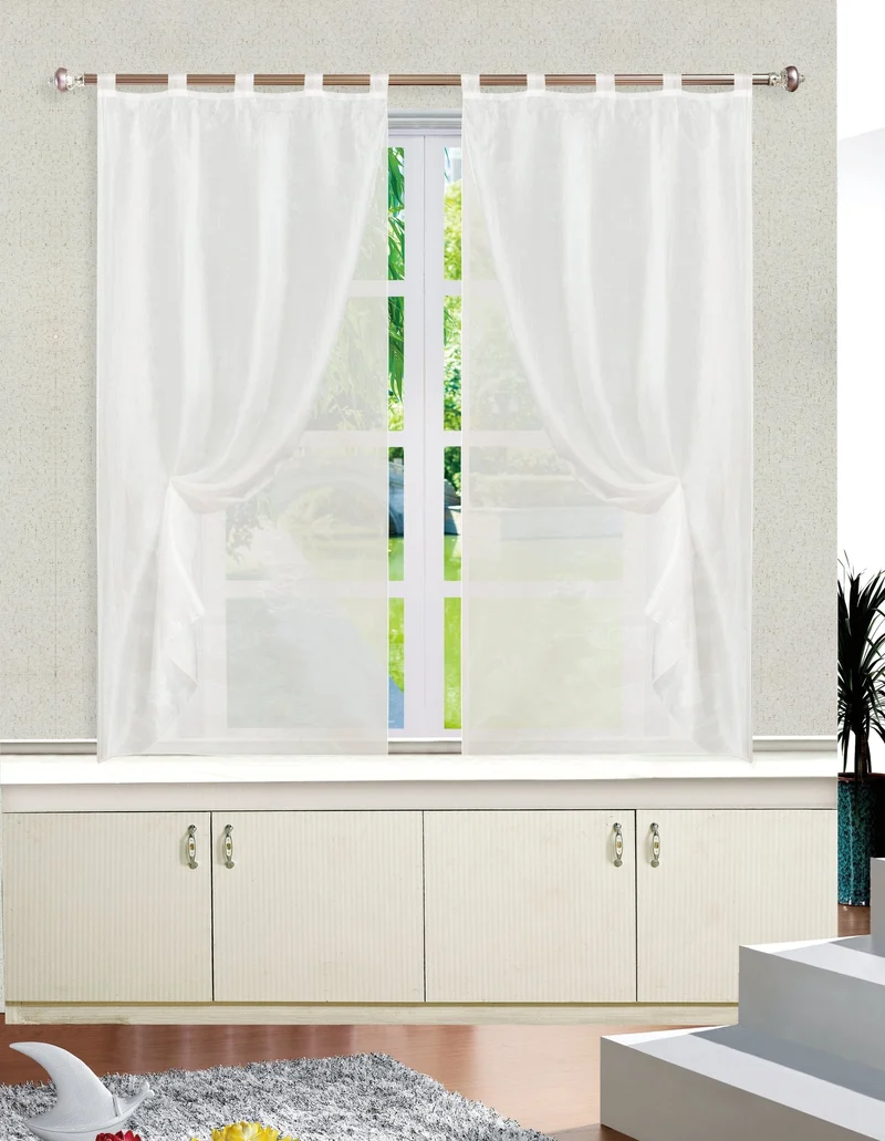 Carlson | Coppia Tendine Semi-Trasparenti Doppio Strato in Voile PV-B110 / PV-L110