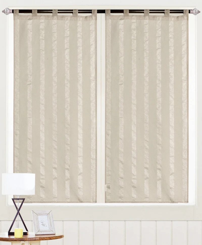 Ingrid | Coppia Tendine Trasparenti Doris a Righe Strette con Fili Argentati PV-B178 / PV-L178