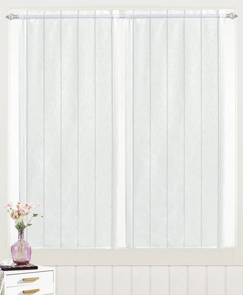 Janice | Coppia Tendine Trasparenti in Voile con Fili Argentati PV-B188 / PV-L188