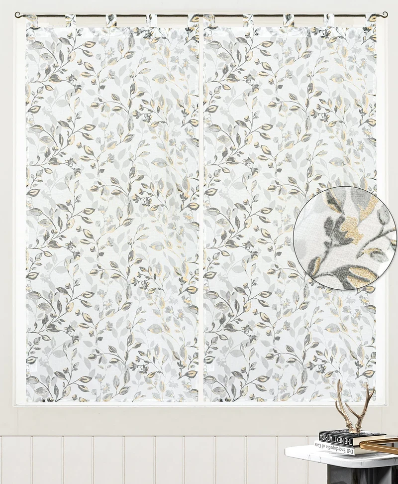Lena | Coppia Tendine Trasparenti Doris con Motivo Fogliare PV-B213 / PV-L213