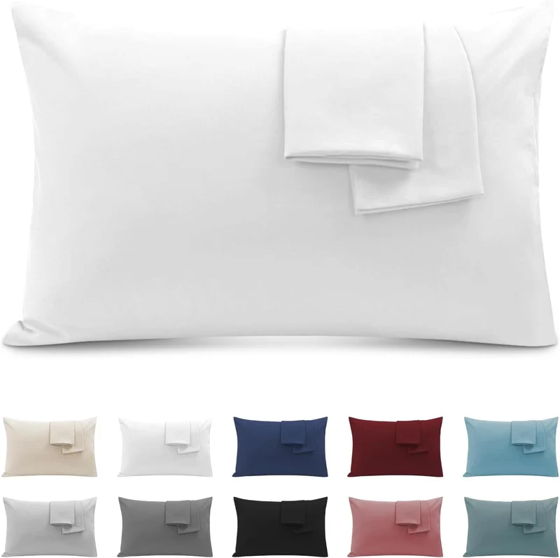 Rubino | Federe Cuscini Letto 50 x 80 cm,Coppia Federe in Microfibra Chiusura a Busta Certificato Oeko-TEX®