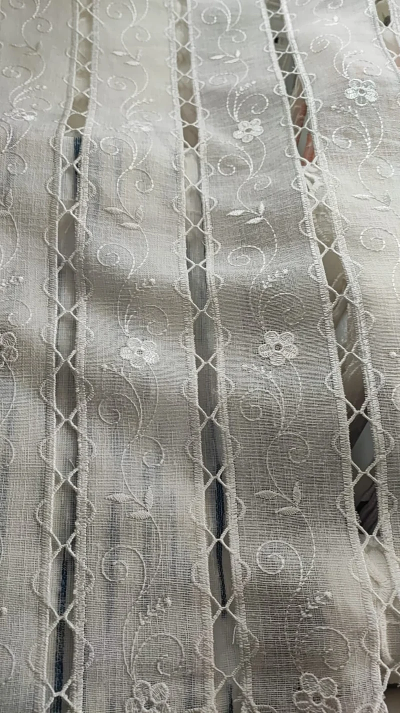 Tendina Tirolese macramè ricamata h 60 e h 150