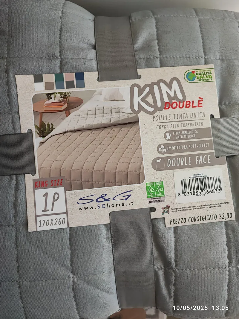 Copriletti Kim double' singole, da una piazza e mezzo e matrimoniale boutis double-face SgHome