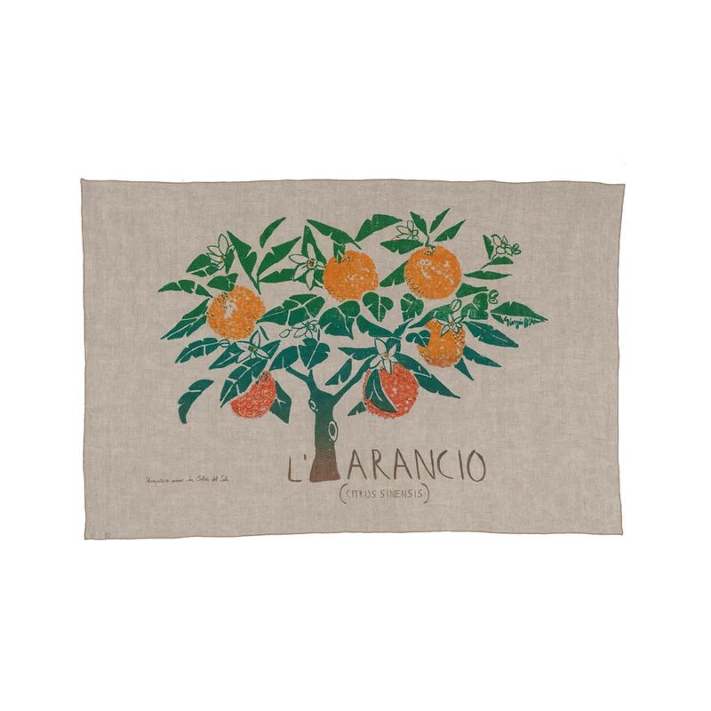 Arazzo Arancio verde su fondo écru