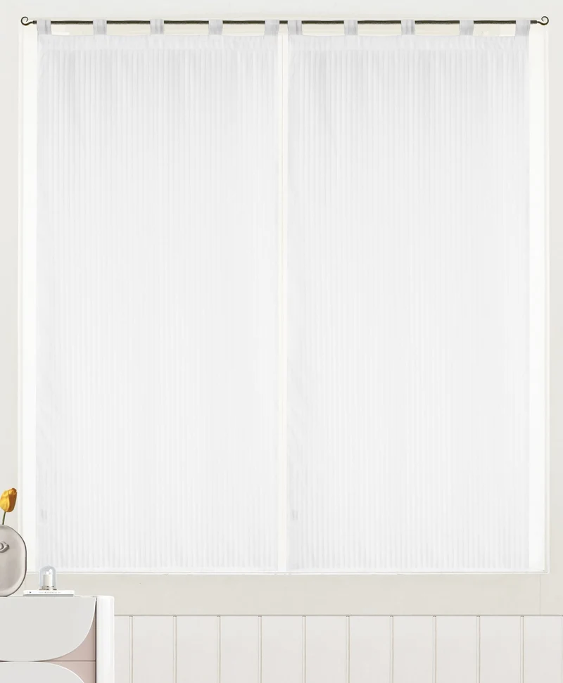 Chiara | Coppia Tendine Trasparenti in Voile a Righe Sottili con Effetto Chiaro-Scuro PV-B209 / PV-L209
