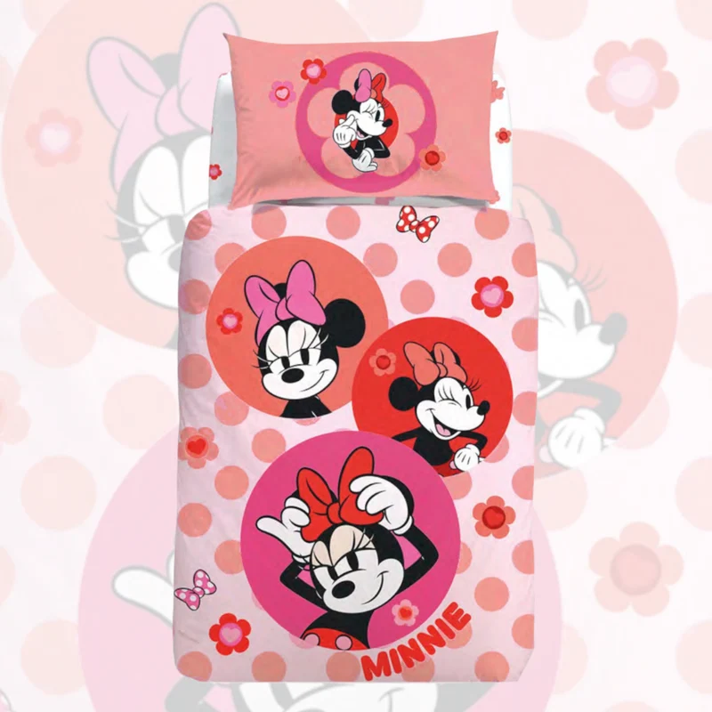 Completo copripiumino Minnie Flowers 100% cotone