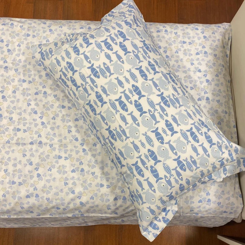 Parure Copripiumino Smeraldo double Happy Fish/Cuori 100% cotone