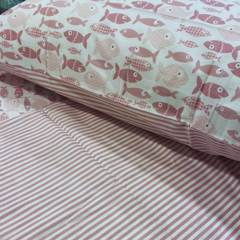 Parure Copripiumino Smeraldo double Happy Fish/Righe 100% cotone