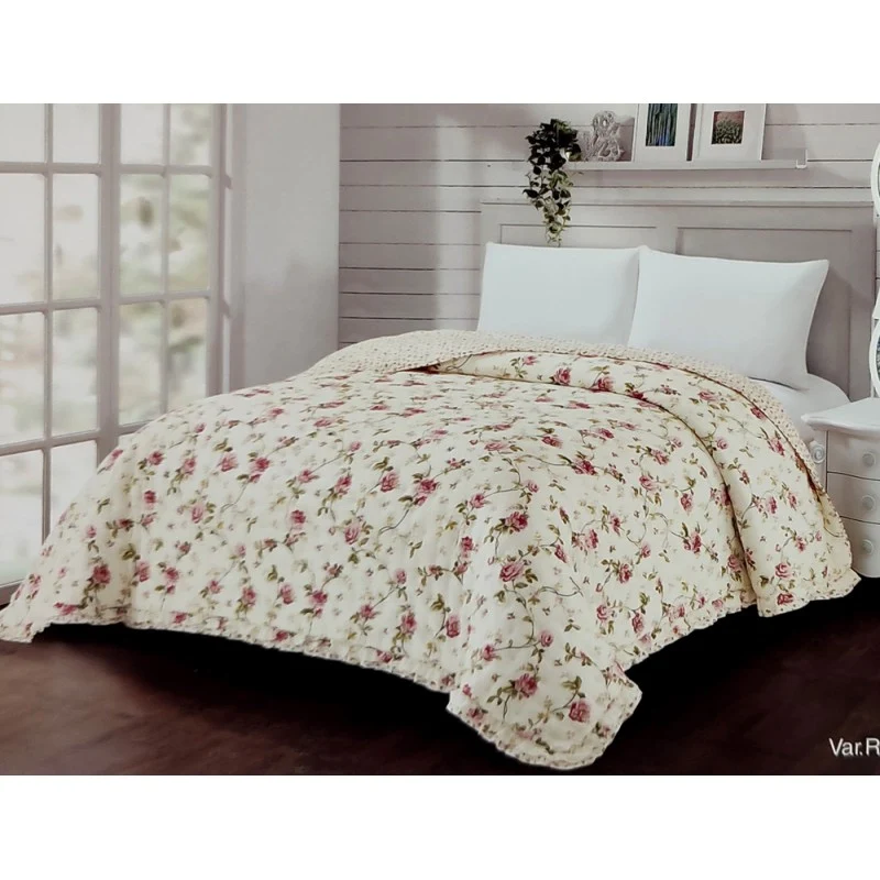 Trapuntina Matrimoniale Roses Art Deco' double face