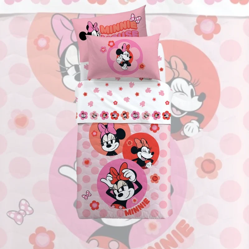 Copriletto Trapuntato Minnie Flowers 100% Cotone