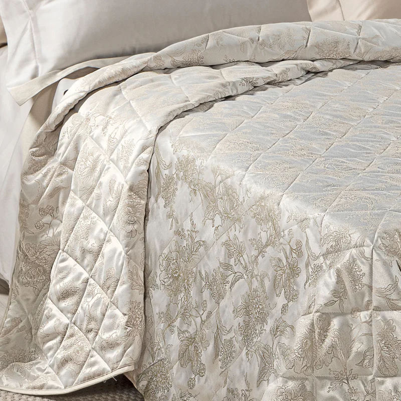 Copriletto Fioralba 100% Raso Jacquard di cotone
