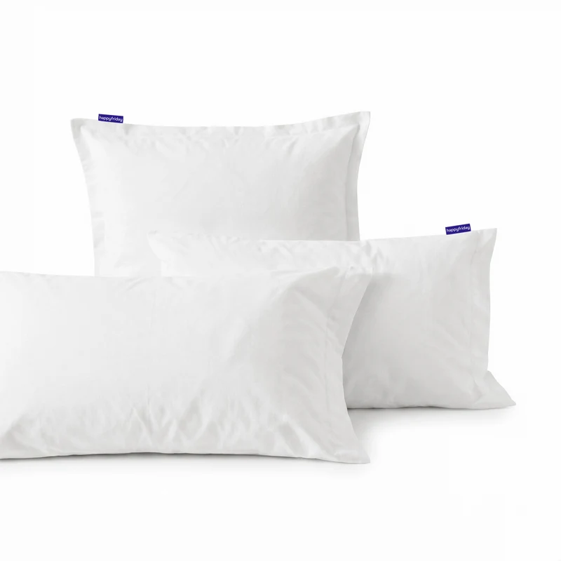 Basic percal Funda de almohada Blanco