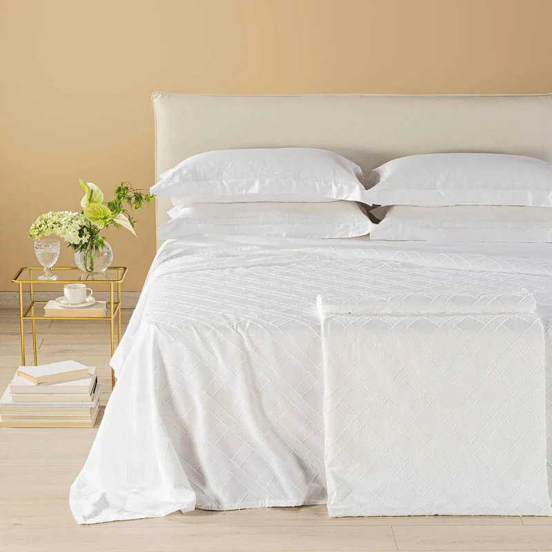 Copriletto Non Trapuntato Levante 100% Cotone Jacquard