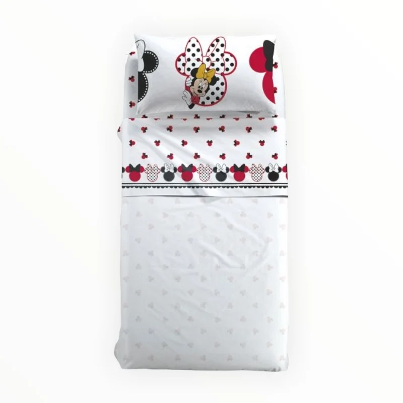 Completo lenzuola Minnie Pois 100% cotone