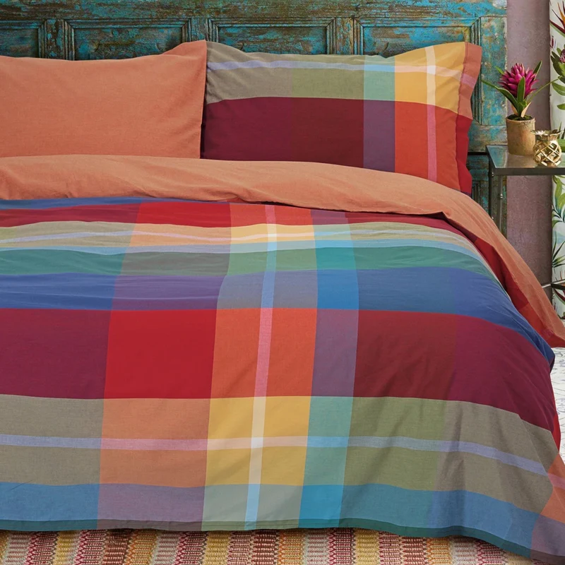 Parure copripiumino Norwich 100% cotone percalle tinto in filo