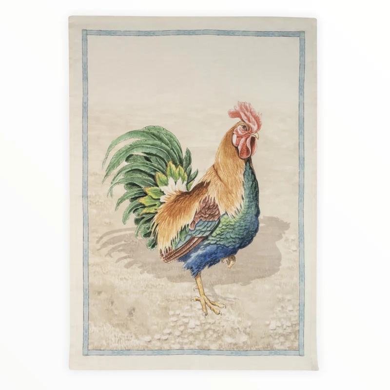 Strofinaccio Roosters Marrone in puro lino