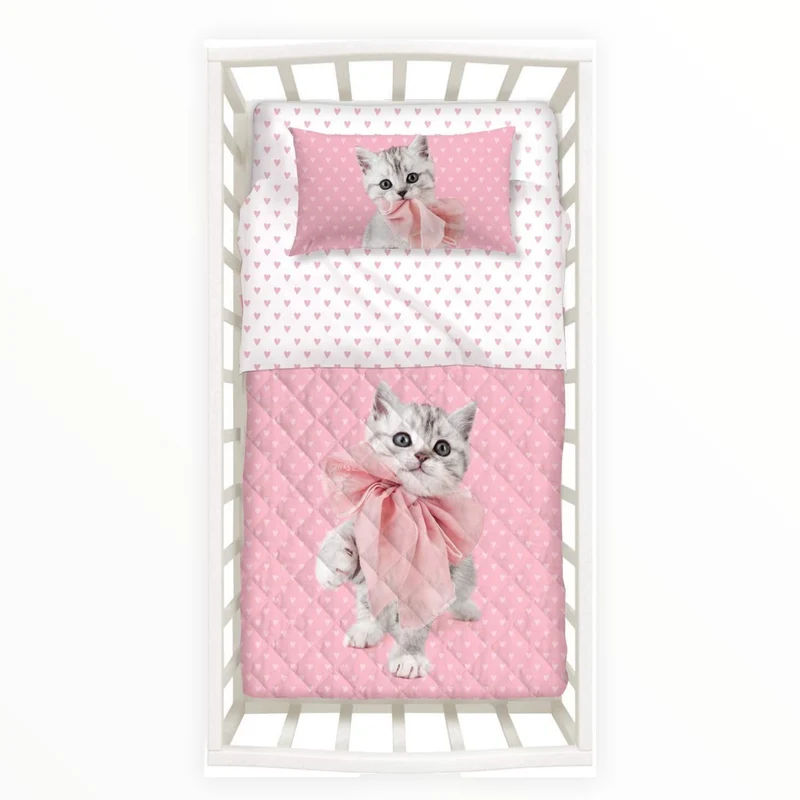 Copriletto lettino baby Pink Gatto 68807