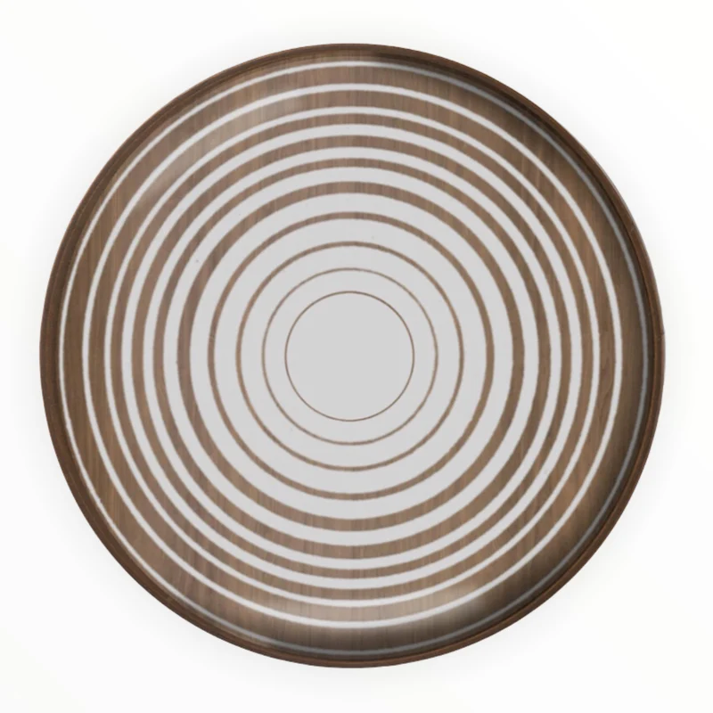 Vassoio svuotatasche Cream Circles in vetro e noce 20925