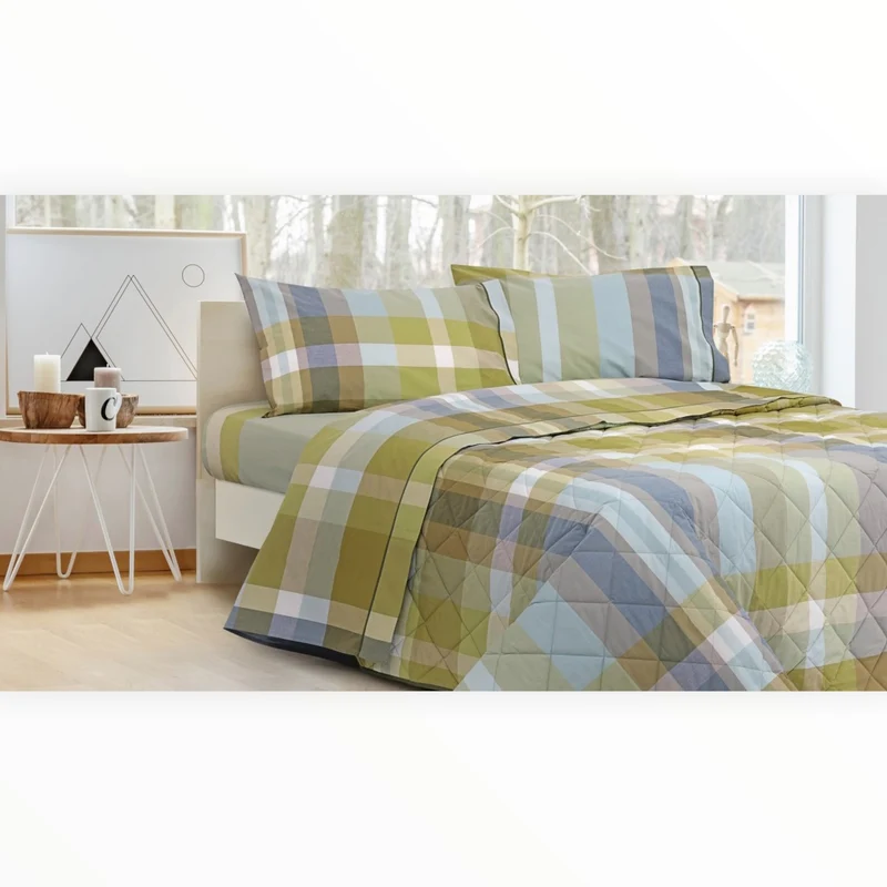 Completo lenzuola Derby cotone percalle pettinato tinto filo