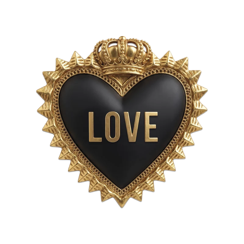 Tovaglietta in vinile a forma di cuore dorato con scritta "Love"