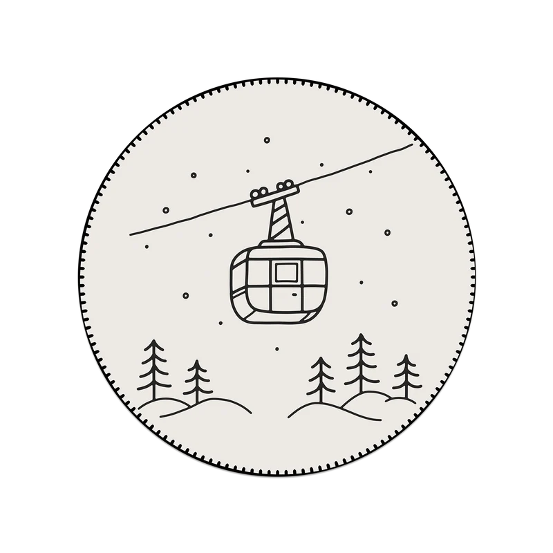 Set di tovagliette in vinile con disegno di seggiovia e neve.