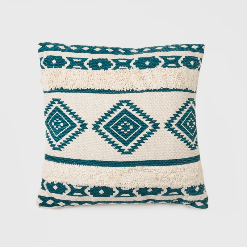 Cuscino quadrato cotone Abad verde 45x45 - federa+imbottitura