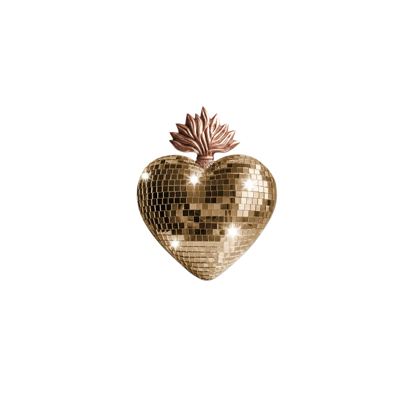 Set di 6 sottobicchieri a forma di cuore in vinile stile discoteca