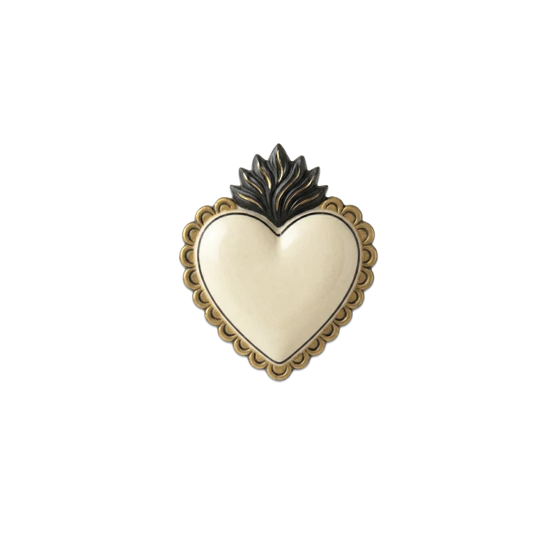 Set di 6 sottobicchieri in vinile perlato a forma di cuore dorato.