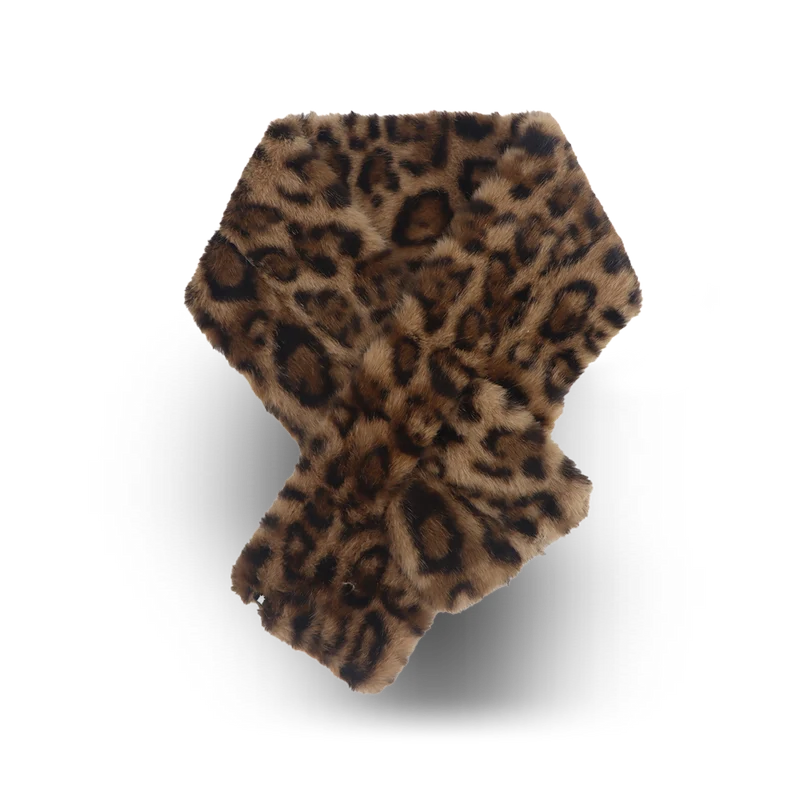 Sciarpa in pelliccia sintetica con stampa leopardata