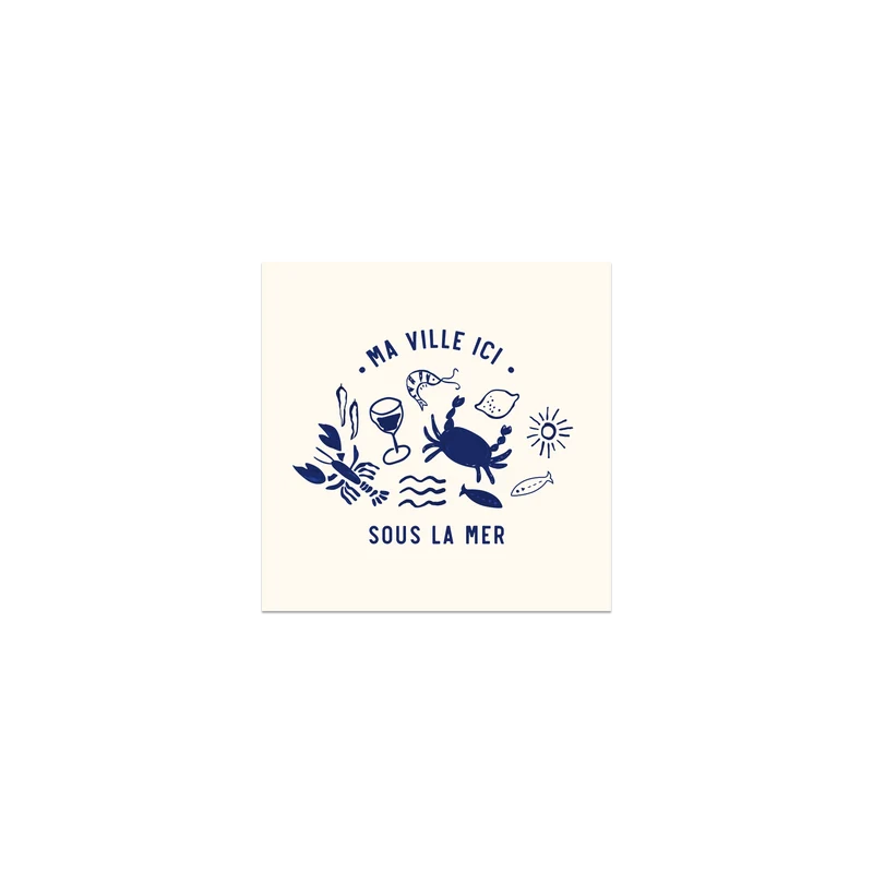 Set di 6 sottobicchieri in vinile blu personalizzati "Sotto il mare"